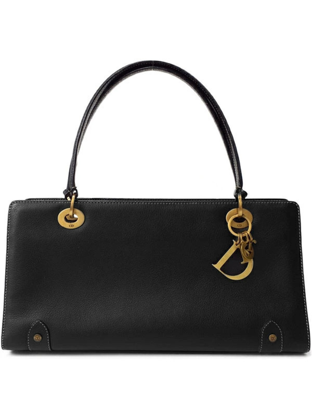 Christian Dior East West Lady Dior shoulder bag smooth black leather